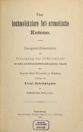 Über hochmolekulare fett-aromatische Ketone
