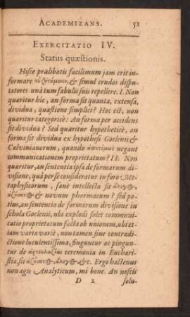 Exercitatio IV. Status quaestionis.