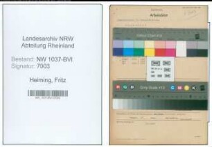 Entnazifizierung Fritz Heiming , geb. 12.03.1908 (Techniker)