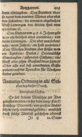 Anmutige Ordnung in allen Stücken bey dieser Seuch.