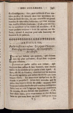 Article VII. Parler raison aux enfans. [...].