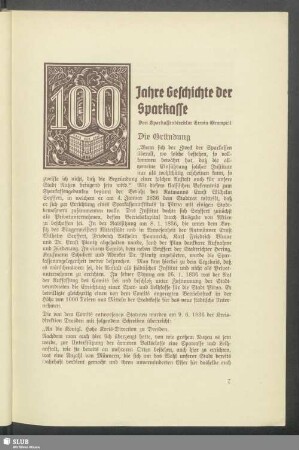 100 Jahre Geschichte der Sparkasse