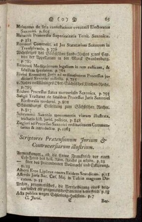 Scriptores Prætensionum Jurium & Controversiarum illustrium.