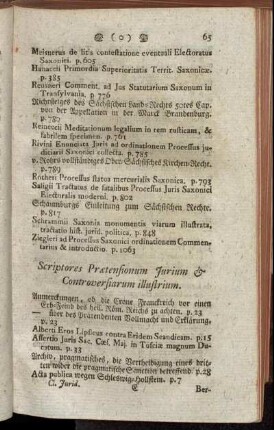 Scriptores Prætensionum Jurium & Controversiarum illustrium.
