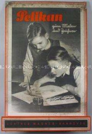 Werbeaufsteller "Pelikan zum Malen und Zeichnen"