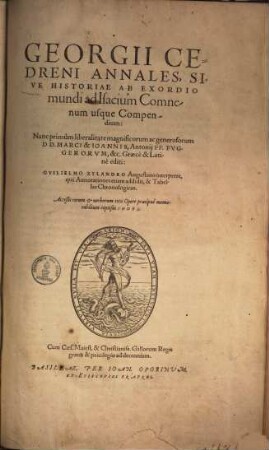 Georgii Cedreni annales sive historiae ab exordio mundi ad Isacium Comnenum usque compendium : nunc primum ... graece et latine editi