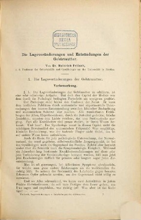 Die Lageveränderungen und die Entzündungen der Gebärmutter