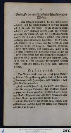 Interesse der mit Frankreich kriegführenden Mächte.