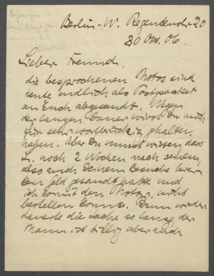 Brief von Georg Kolbe an Hermann Schmitt