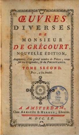 Oeuvres Diverses De Monsieur De Grécourt. 2