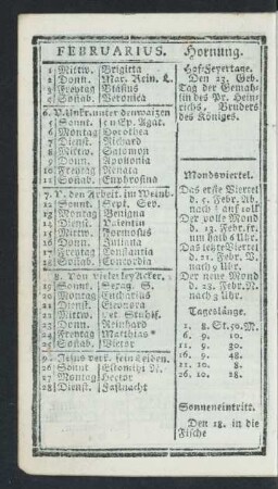 Februarius. Hornung.
