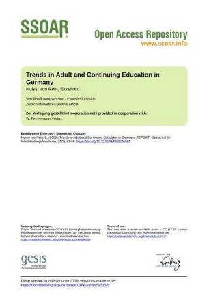 Trends in Adult and Continuing Education in Germany
