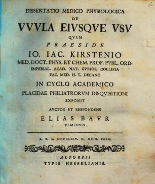 Diss. med. physiol. de vulva, eiusque usu