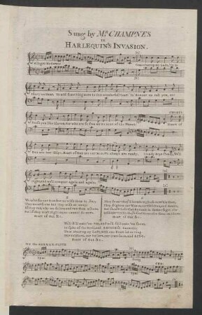 Sung by Mr. Champnes in Harlequin’s invasion