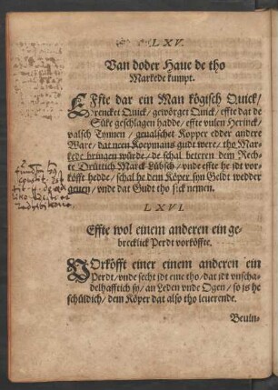 LXV. Van doder Haue de tho Markede kumpt.