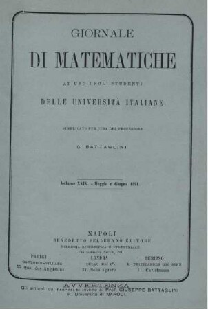 Volume XXIX. - Maggio e Giugno 1891.