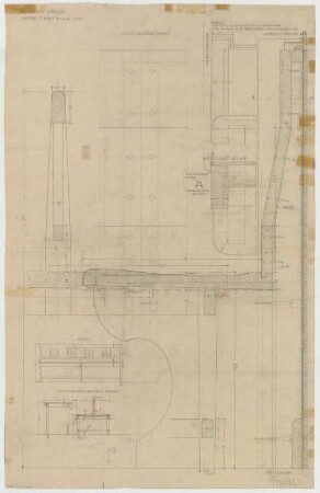 Fischer, Theodor; München - Westend, Bergmannstr.; Ledigenheim - Eingebaute Bänke (Ansicht, Schnitte)