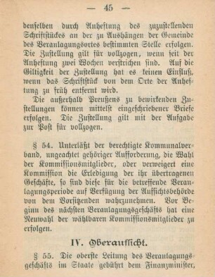 IV. Oberaufsicht