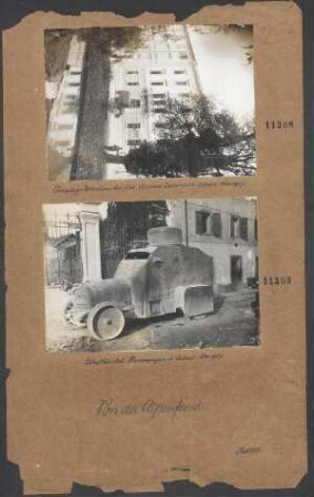 Erbeutete schwere ital. Flachbahngeschütze auf dem Platz des 26. Juli vor der Porta Venezia in Udine