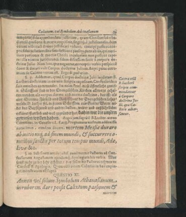Quaestio XI. Annon vel solum Symbolum Athanasianum in ruborem dare possit Calixtum ... ?