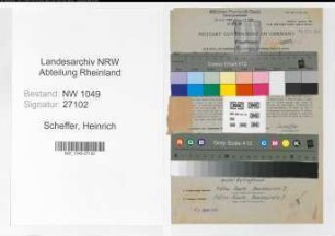Entnazifizierung Heinrich Scheffer , geb. 19.12.1907 (Technischer Angestellter)