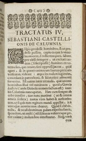 Tractatus IV. Sebastiani Castellionis De Calumnia.