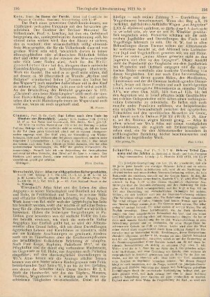 195-196 [Rezension] Wreszinski, Walter, Atlas zur altägyptischen Kulturgeschichte. I. Teil, Liefg. 1 - 12