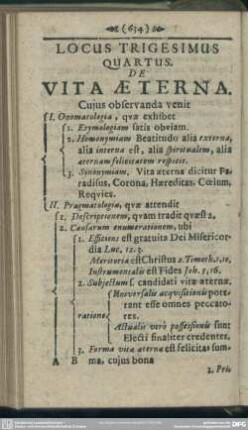 Locus Trigesimus Quartus. De Vita Aeterna