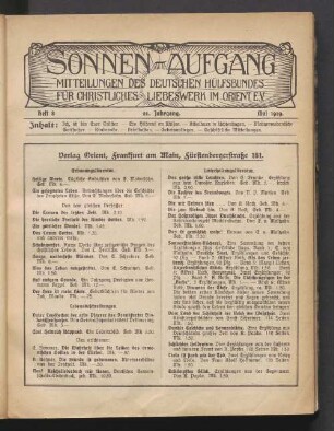 Heft 8. 21. Jahrgang. Mai 1919