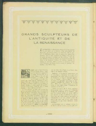 Grands sculpteurs de l'Antiquité et de la Renaissance