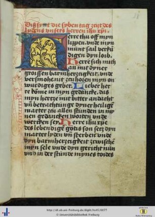 [38r - 42v] Tagzeiten zum Leiden Christi.