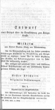 Gesetz-Entwurf über die Verpflichtung zum Kriegsdienst