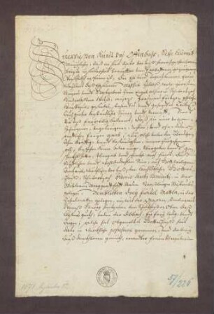 Schenkungs-Urkunde der Anna Maria, Witwe des Mathias Zeller zu Schwarzach, jetzt Ehefrau des Ferdinand Fritz, über 3 Viertel Matten, welche sie dem Kloster Schwarzach geschenkt hat