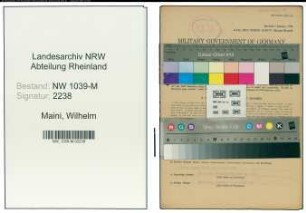 Entnazifizierung Wilhelm Maini , geb. 10.10.1909 (Polizist)