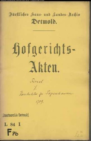 Fiskal, Hofgerichts- gegen Konduktor Hermann zu Papenhausen - Hofgerichtssteuer