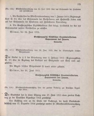 Nr. 117: Ministerialverordnung vom 26. Juni 1915 über die Wiedergabe frischen Weizenbrotes