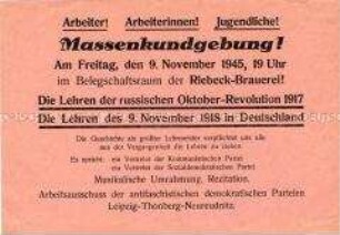 Aufruf des Arbeitsausschusses der antifaschistisch-demokratischen Parteien zu einer Massenkundgebung
