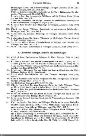 9. Universität Tübingen. Institute und Sammlungen