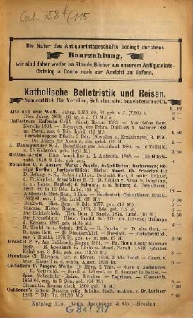 Antiquarischer Katalog. 115. 1892
