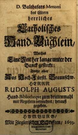 Herrliches Catholisches Handbüchlein