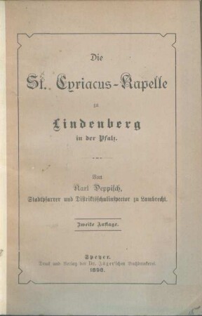 Die St. Cyriacus-Kapelle zu Lindenberg in der Pfalz