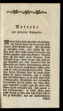 Vorrede zur zweyten Ausgabe