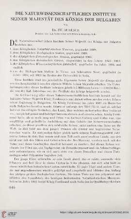 Die Naturwissenschaftlichen Institute Seiner Majestät des Königs der Bulgaren