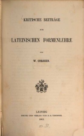 Kritische Beiträge zur lateinischen Formenlehre