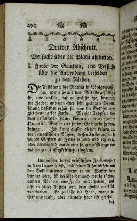 Dritter Abschnitt. Versuche über die Platinasolution.
