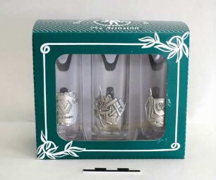 Geschenkschachtel mit drei Schnapsgläsern der Wismut GmbH