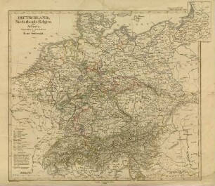 Deutschland, Niederlande, Belgien und Schweiz [Hand-Atlas über alle Theile der Erde nach dem neuesten Zustande und über das Weltgebäude19]