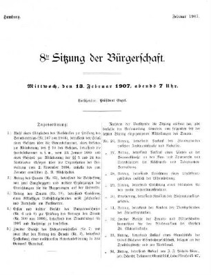 8te Sitzung der Bürgerschaft.