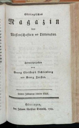 Dritten Jahrgangs sechstes Stück.