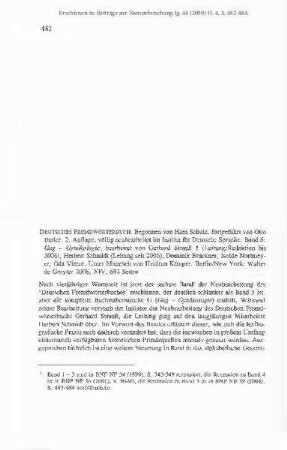 Rezension von: Deutsches Fremdwörterbuch, 2. Auflage, Band 6: Gag – Gynäkologie